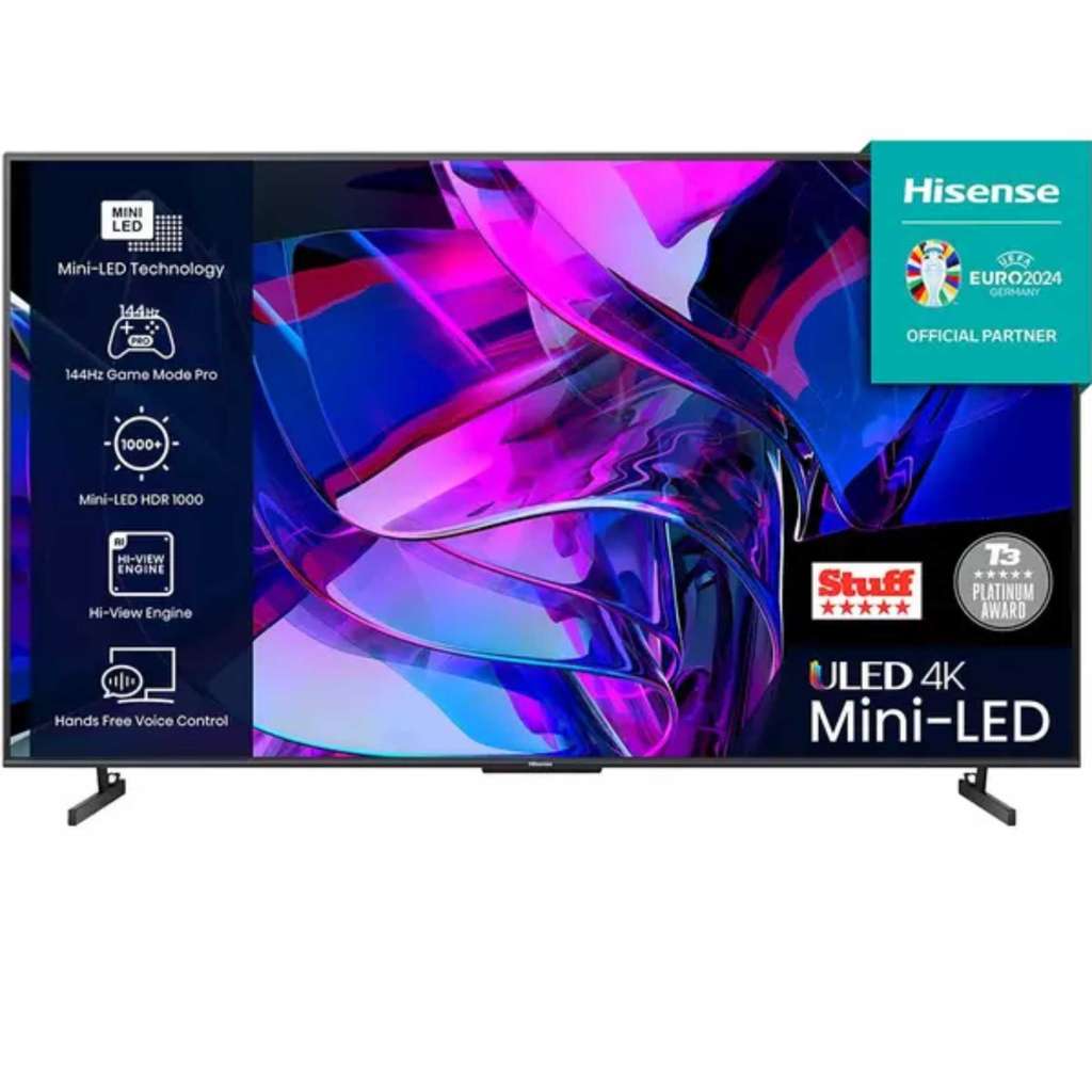 Hisense 85U7KQTUK U7K 144Hz 85" Ultra HD 4K Mini-LED Smart TV With Code